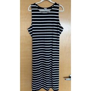 A New Day Black and White Striped Tank Dress Size XXL